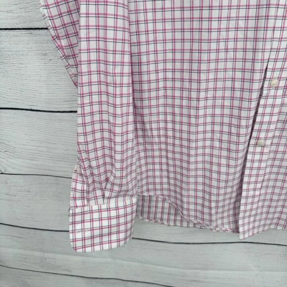 Lauren Ralph Lauren‎ Shirt Mens Med 15-34/35 Plaid Slim Fit Performance Stretch